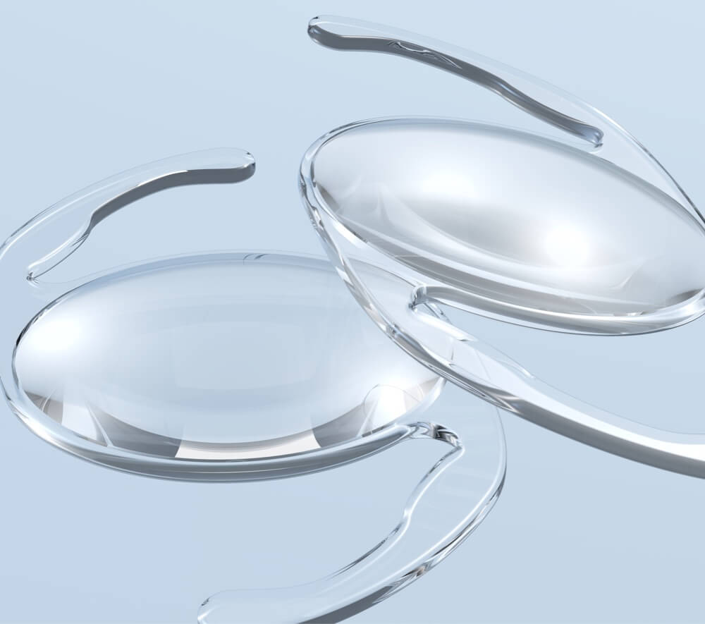 Closeup shot of intraocular lens implants