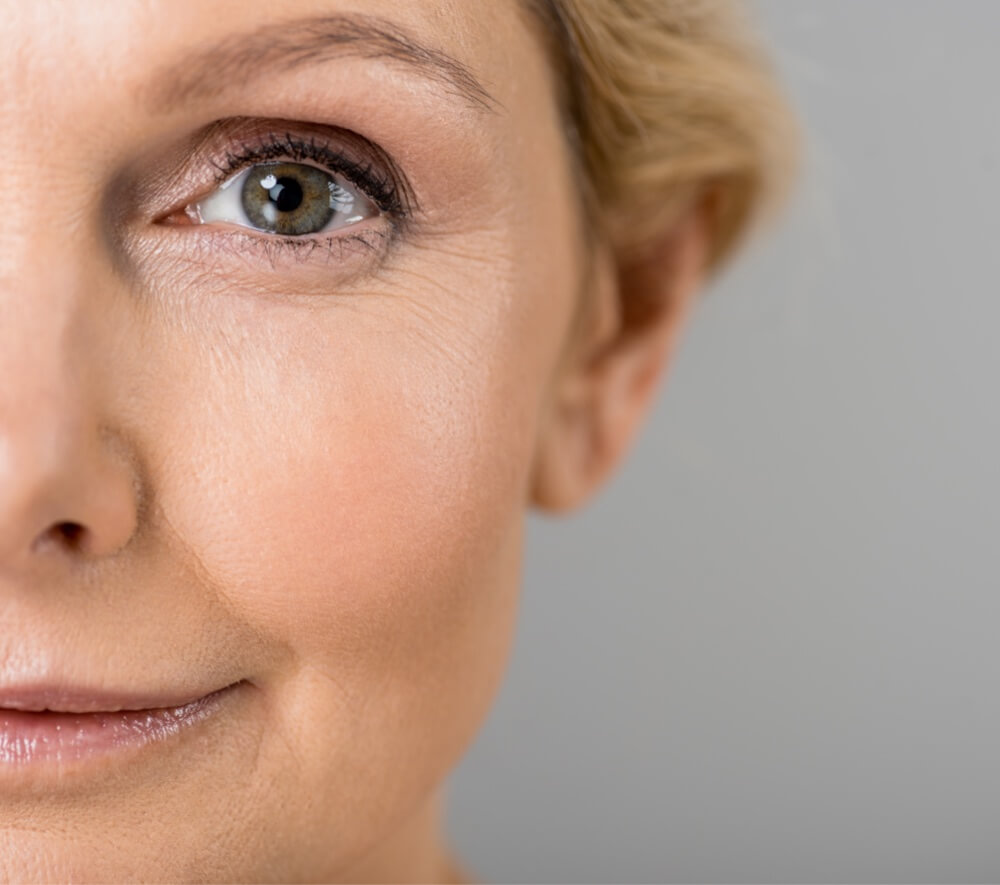 Closeup of half of a woman's face