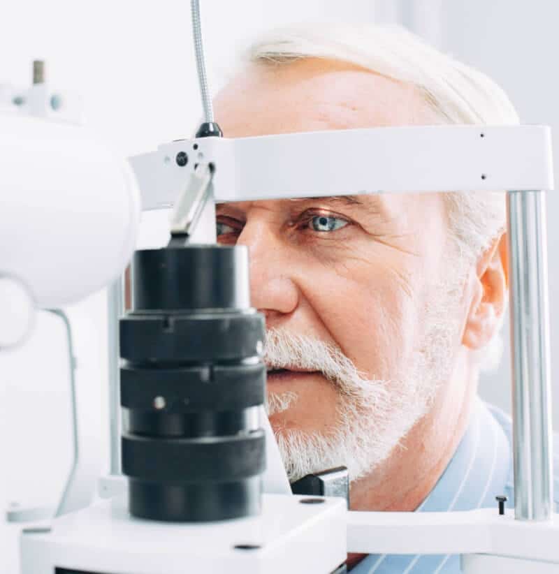 Man having a retina scan done